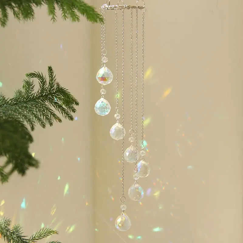 Rainbow Suncatcher Crystal Sun Catcher, Colorful Prism Outdoor Wind Chimes, Garden Suncatchers for Windows, Outdoor Stained Glass Decor, Cultural Home Decor of Earth and Light Windchimes