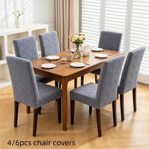 Polyester Jacquard Elastic Dining Chair Covers Set, 4 or 6 Pieces, Chain Design, Pet Friendly, Home Decor, Dining Chair Slipcover