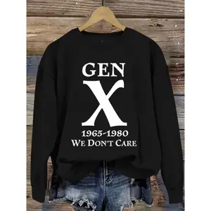 Women's Casual Graphic Pullover Sweater, Soft Long Sleeve Round Neck Sweatshirt, Comfortable Daily Wear
