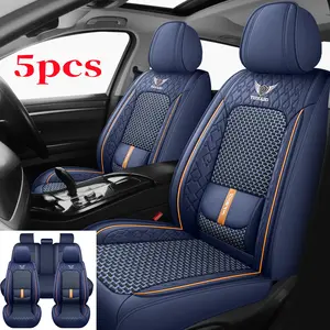 5pcs Universal Full Seat Breathable Nappa Leather Car Seat Cover Suitable for 5-Seater High-Quality Waterproof And Scratch-Resistant All-Season Car Seat Covers for Sedans And SUVs No-Fill with Breathable Mesh Panels
