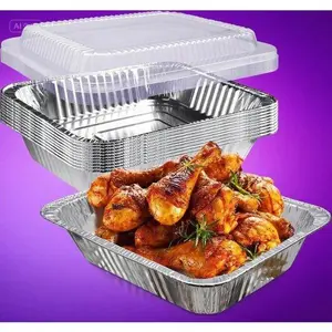 9x13 Disposable Aluminum Pans with Clear Lids - Heavy Duty Half Size Deep Food Containers for Baking, Cooking, Roasting - 10 Pack Durable Steam Table Trays - Leakproof & Sturdy for Heating, Serving