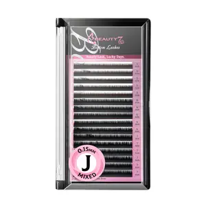 Beauty7 Mixed Volume Under Bottom Lower Individual False Eyelash Extension Tray 0.15mm J Curl 5mm 6mm 7mm Synthetic Mink for Professional Salon Makeup Artist Use - Cosmetic