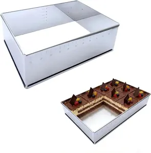 Adjustable Rectangle Mousse Cake Ring Mold, Large Square Springform Stainless Steel Baking Mould, Big Size Tiramisu Frame Heavy Duty Baking Accessories