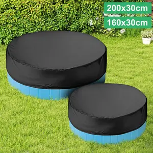 Round Swimming Pool Cover - Foldable 160/200cm Diameter Pool Protector with Drawstring Closure,PVC Coating Waterproof and UV Protection,Pool Guard for Kids Pet Small Paddling