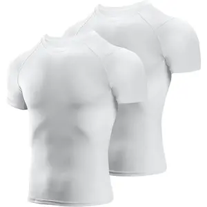 Men's Compression Shirts 2 Pack, Short Sleeve Athletic Compression Tops Cool Dry Workout T Shirt