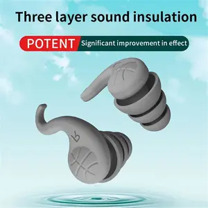3 Layer Design Swimming Ear Plugs, Waterproof Reusable Silicone Ear Plugs, Suitable for Swimming, Sleep, Travel, Sports Equipment Type, Swimming Accessories