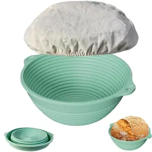 Bread Proofing Basket, 9 inches Sourdough Baking Bowl with liner Thick Foldable   Bread Making Supplies for Bakers