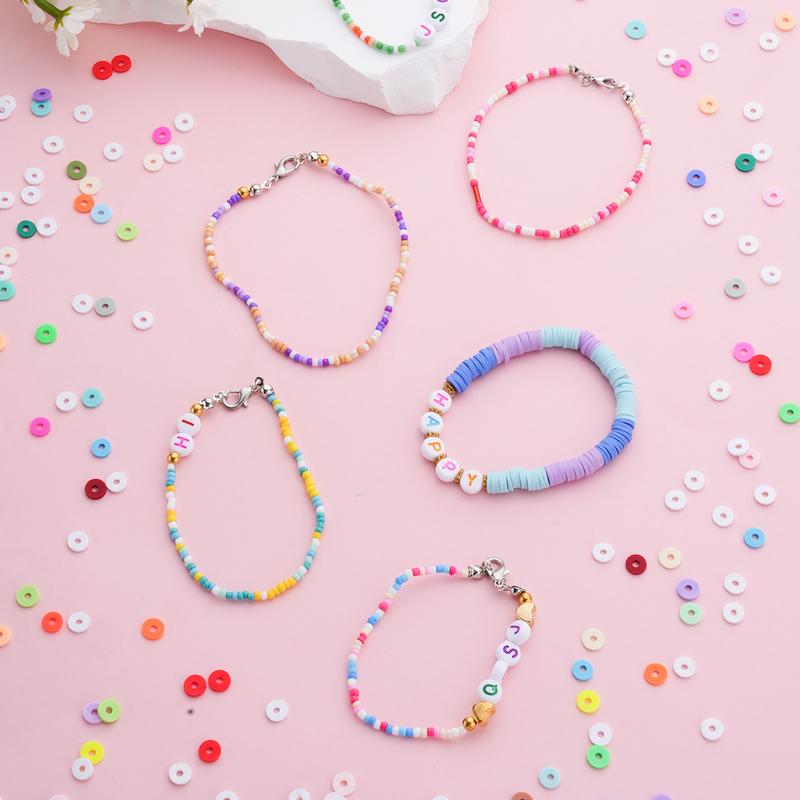 New 6-Compartment Mixed Color Clay Bead Friendship Bracelet Kit with Tools, DIY Jewelry Making Accessories for Bracelets and Necklaces, Children's Gift and Parent-Child Activity Crafts