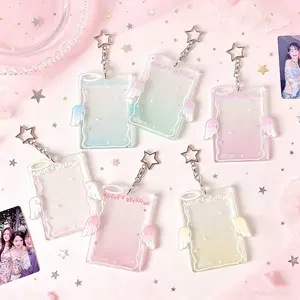 Transparent Acrylic Keychain Holder, 3 Inch Card Display Case, Student Backpack Accessory, Girl Fashion Item, Star Fan Gift