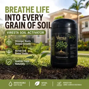 Viresta Soil Revitalizer, Concentrated Humic Acid Soil Conditioner for Lawn, Garden, Fruit Trees, Vegetables & Potted Plants, Makes up to 266 Gallons, 13.8 oz-gan-Viresta