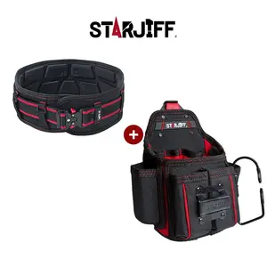 Starjiff Electrician Tool Belt, Tool Pouch Bag, Quick Release Buckle, Dual Layer 1680D Oxford Fabric, 3D Waist Support, Ideal for Construction Work