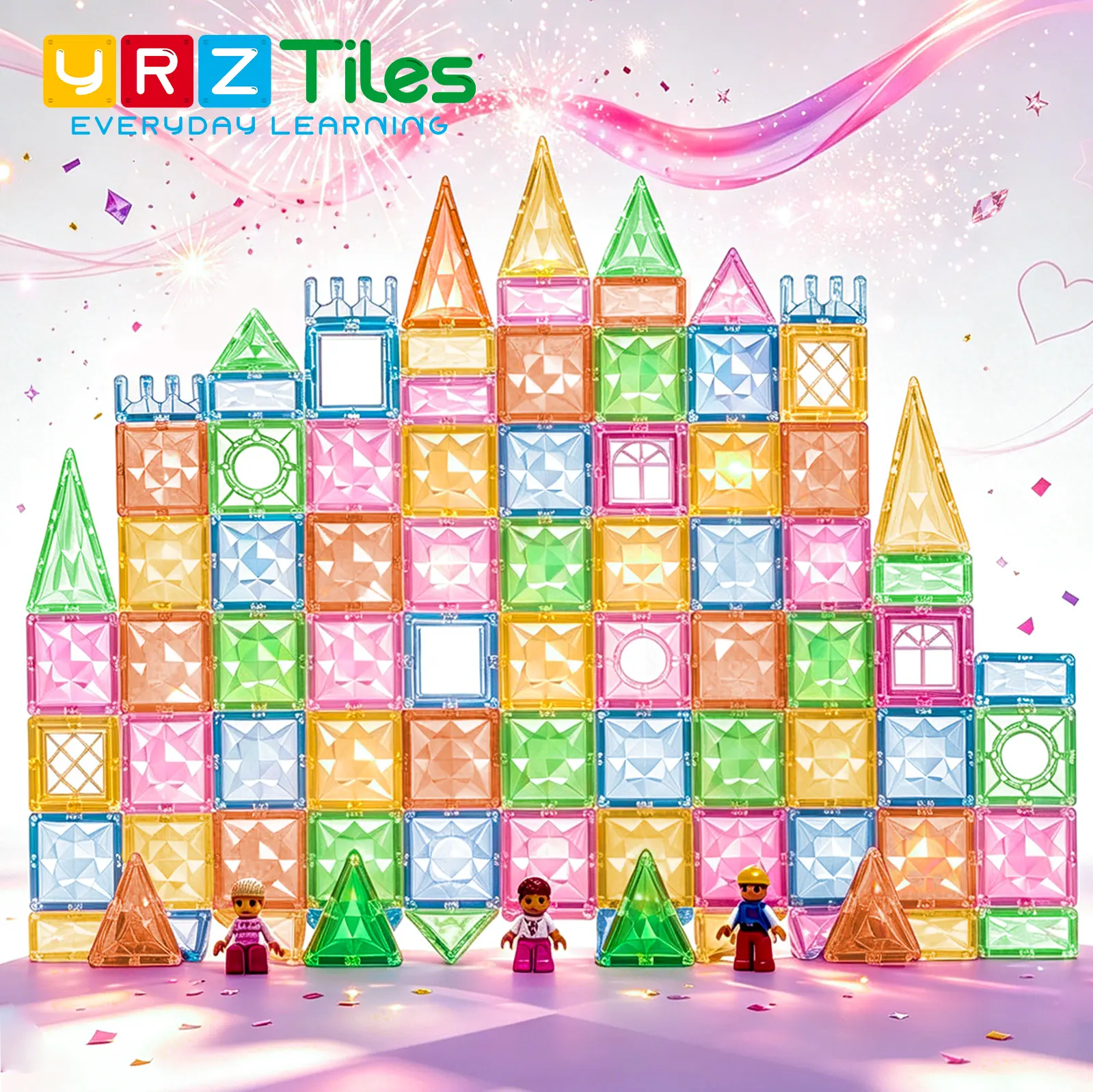 【Travel Portable Set】 YRZTILES Magnetic Tiles,Compact Magnet Building Blocks,Lightweight STEM Construction Toy,On-the-Go Stacking Play for Toddlers,Kids Travel Toy for Car Airplane,Children's Day Gift for Ages 3+