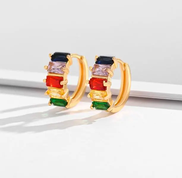 Multi-Style Fashion Hoop Earrings - Hypoallergenic Metal Alloy with Inlaid Decorative Chips, Suitable for Daily, Party Occasions