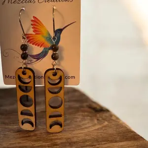 Silver Obsidian Moon Phase Earrings