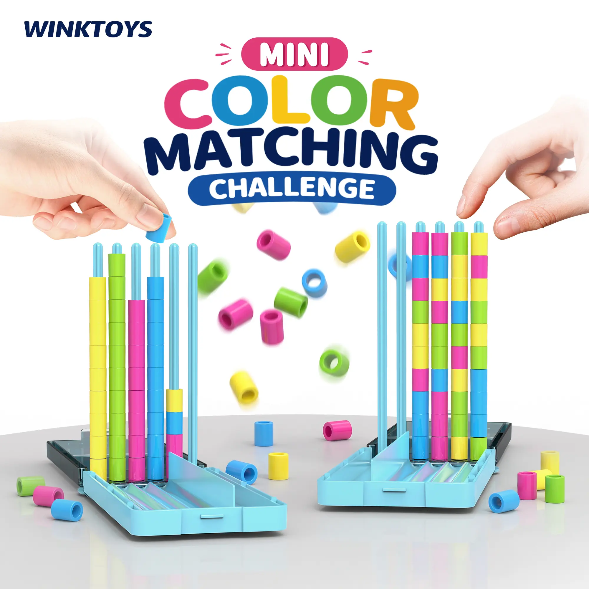 Winktoys Color Matching Challenge , Stacking Game , Puzzle Game for 1–2 Players, sorting, Brain Teaser, Family & Party Game, Couple Game, Portable Tabletop Board Game, Travel Game, Gift Idea for Kids, Teens & Adults