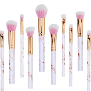 Marble Pattern Makeup Brushes Professional 10 Pieces Pattern Makeup Brush Set Foundation Blush Powder Eye Shadow Blending Brushes Cosmetic Brush Kit. Great Mother’s Day Gift!