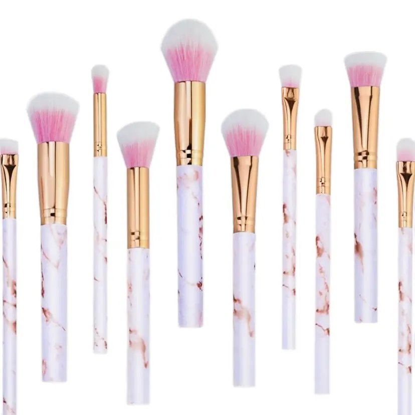 Marble Pattern Makeup Brushes Professional 10 Pieces Pattern Makeup Brush Set Foundation Blush Powder Eye Shadow Blending Brushes Cosmetic Brush Kit. Great Mother’s Day Gift!