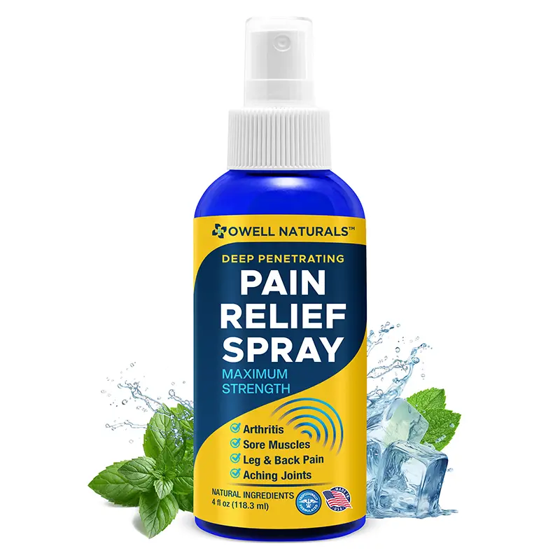 OWELL NATURALS Deep Penetrating Pain Relief Liquid Spray, Fast-Acting, Long Lasting, Natural Relief for Muscle Aches, Joint Pain, Stiffness, Quick Dry Formula, 4 oz