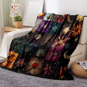 Star & Moon Pattern Blanket, Soft Comfortable Throw Blanket, Stylish Blanket, Cool Bedroom Bedding Blankets, Warm Napping Blanket for Home Office Travel