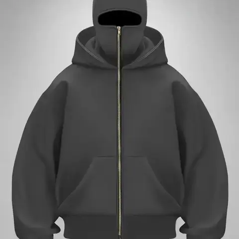 Men's fashion double-hat hooded long-sleeved casual winter sweatshirt, zipper pullover sweatshirt windproof high street coat, solid-color hooded sweatshirt - casual long-sleeved zipper pocket, Drop Shoulder Hoodie, Hooded Top