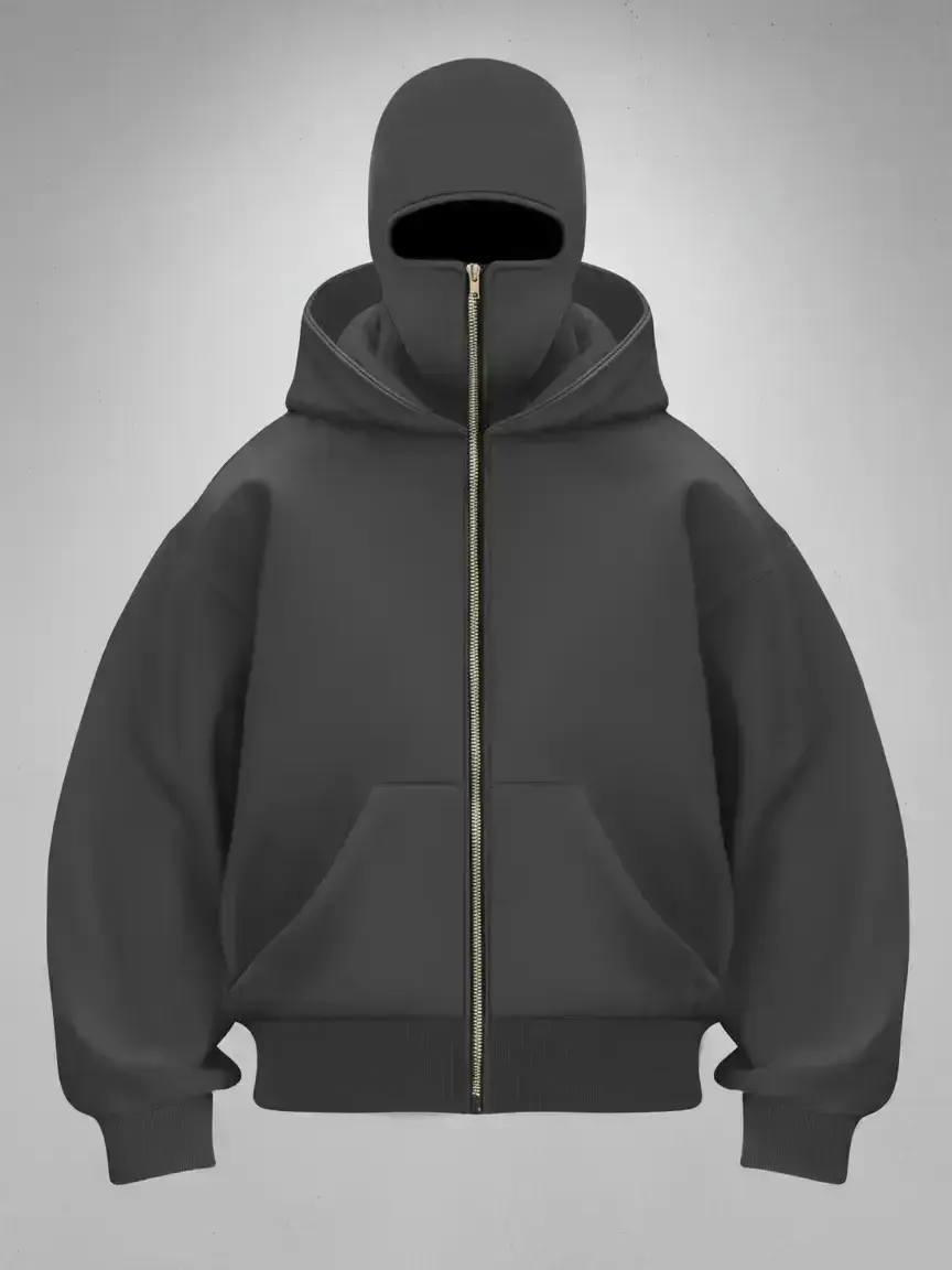 Men's fashion double-hat hooded long-sleeved casual winter sweatshirt, zipper pullover sweatshirt windproof high street coat, solid-color hooded sweatshirt - casual long-sleeved zipper pocket, Drop Shoulder Hoodie, Hooded Top
