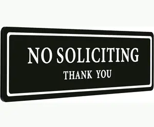 No Solicitation Sign 16x4 Inch Metal Stylish Eye-Catching Design for Homes Offices Front Doors Walls Windows Privacy Statement