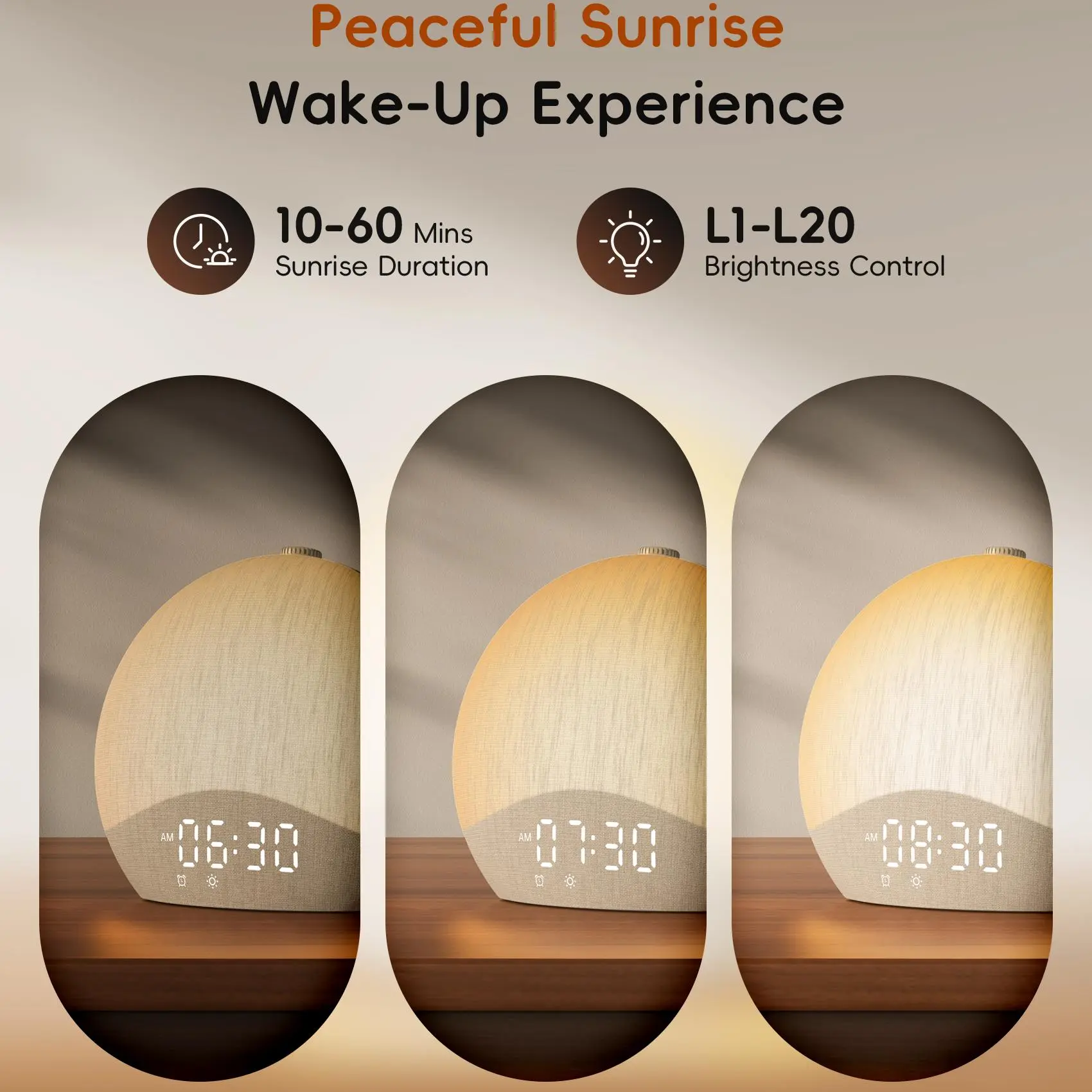 SHE'll SLEEP Years、Days、See The Light ecozy Upgraded Sunrise Alarm Clock for Heavy Sleepers, Smart Wake