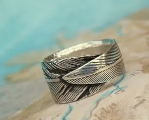 Sterling Silver Feather Ring – Boho Artisan Style