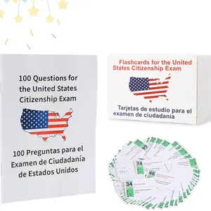 US Citizenship Flash Cards 2025 | 100 USCIS Civic Flash Card (Questions & Answers) | Bilingual English & Spanish Naturalization Test Study Guide | Includes Booklet & Portable Cards Ideal Gifts