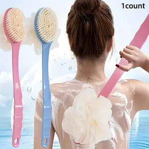 2-In-1 Back Cleaning Brush Set, Long Handle Exfoliating Body Scrubber with Bath Sponge, Durable Dual Head Design for Oily Skin Care