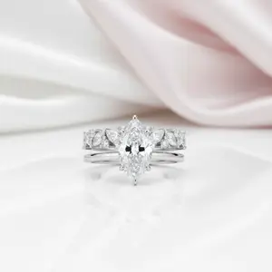Unique Marquise Cut Diamond Option Wedding Ring Set