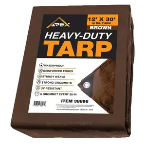 Heavy Brown Tarp - 16 MIL Multipurpose UV Resistant Tarp