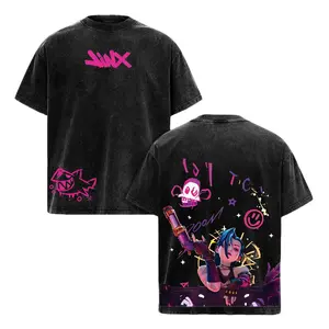 Jinx × Powder Arcane: League of Legends Washed Hoodie & Tee V2 – Vintage Heavy Cotton Tank top Oversized Anime Manga graphic Sweatshirt Unisex Streetwear Gift For Game Fan