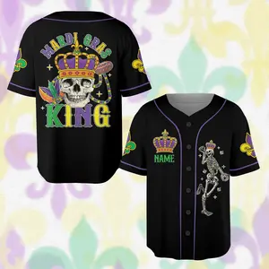 Personalized Name Mardi Gras Baseball Jersey, Custom Mardi Gras King Queen Fleur De Lis Jersey, Mardi Gras Carnival Jersey, Louisiana Shirt