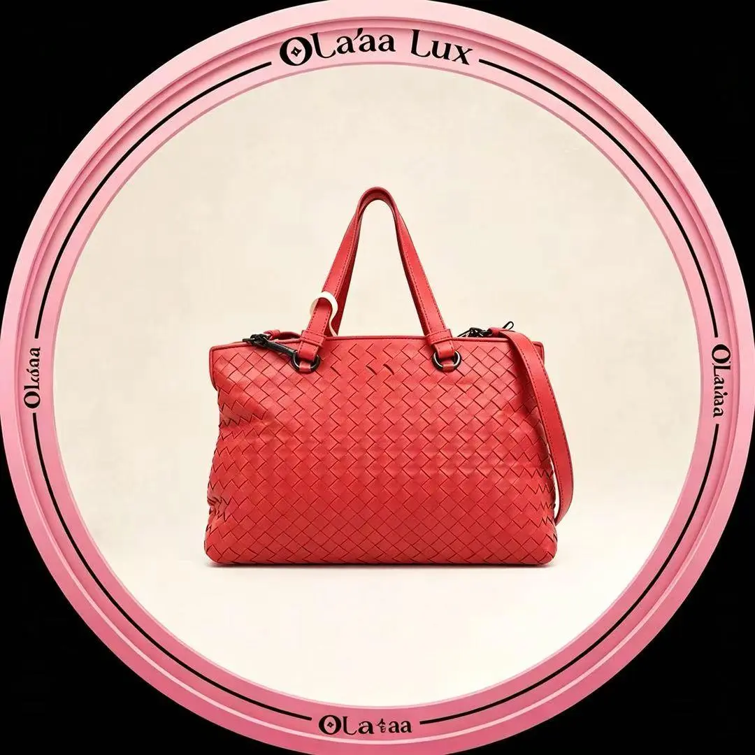 Pre-owned Bottega Veneta Red Intreccio Leather Tote Bag C19493022112