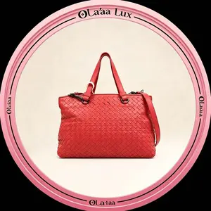 Pre-owned Bottega Veneta Red Intreccio Leather Tote Bag C19493022112