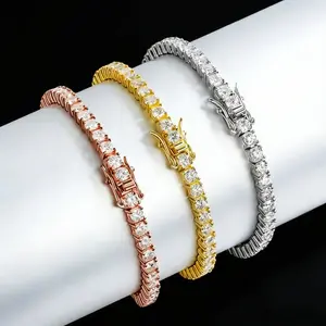 4/5/6mm Iced Out Moissanite Tennis Bracelet for Women 4.5-6mm, 925 Silver Rose Gold, Super Sparkly Luxury Diamond Bracelet, Perfect Gift