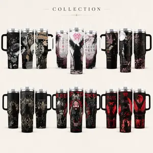 [Collection] Frostsip "Take Me Back To Eden" Sleep Token Band 40oz Insulated Tumbler With Handle, Alternative Metal Music Inspired Stainless Steel Travel Mug With Straw, Leakproof Cup, Hot Cold Tumbler Gift for Sleep Token Fans, Music Lovers