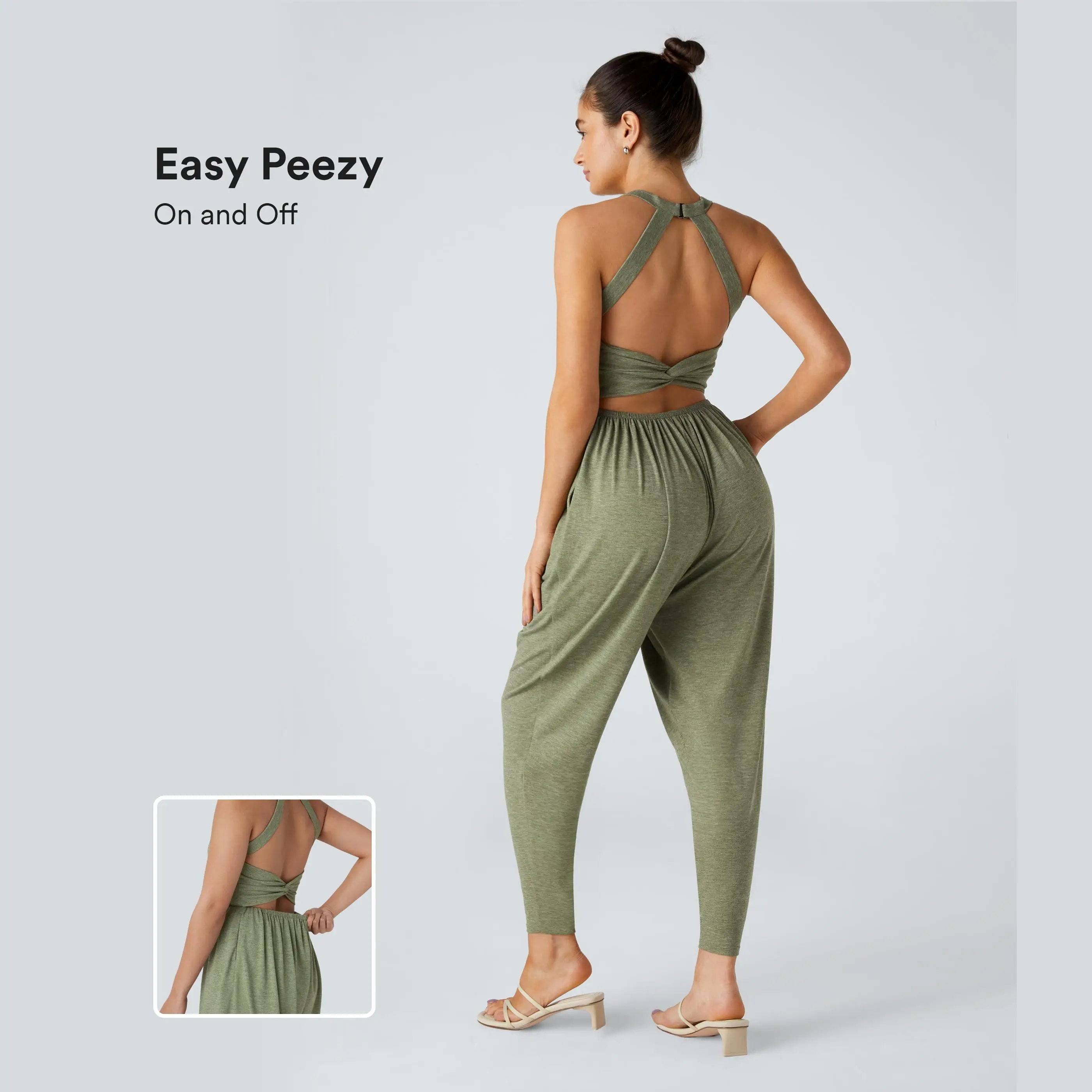 Halara Backless Twisted U Neck Side Pocket Harem Casual Jumpsuit-Easy Peezy Edition #TikTokShopBacktoSchool