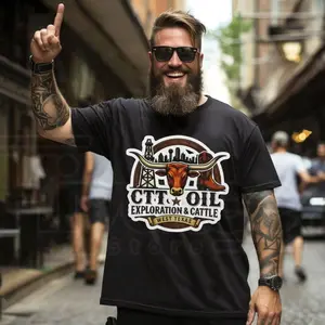 Graphic CTT Oil Exploration & Cattle T-Shirt, West Texas Oilfield & Ranching Tee TPM15