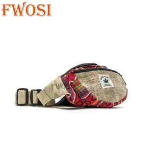 Fwosi Hemp Hippie Fanny Pack - Durable Design, Adjustable Straps, Ideal for Everyday Use