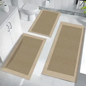 Bathroom Mat Set, 3 Counts/set Non-slip Soft Shower Mat, Stain Resistant Bath Mat, Suitable for Bathroom, Kitchen, Living Room, Cafe, Bar, Garden