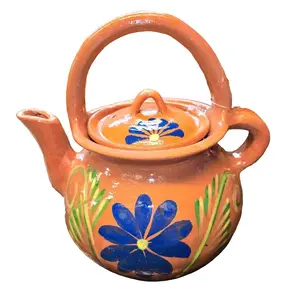 Handmade large Terracotta Coffee Pot from Puebla Mexico Lead-Free Large Capacity for Hot Coffee Perfect for Home Office or Outdoor Events