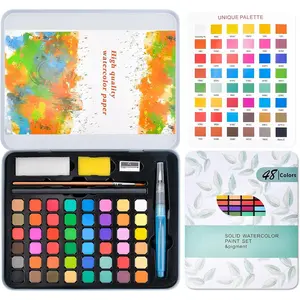 48-piece adult travel watercolor paint set art supplies with palette, perfect as Easter basket stuffers, birthday party gifts, Valentine’s Day gifts, and stocking stuffers