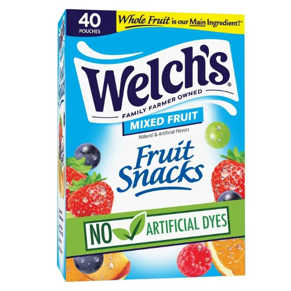Welch's Fruit Snacks - Mixed Fruit Box - Kids Snacks - 0.8 Oz - 40 Pack | Bulk Box, Made with Whole Fruit, Gluten-Free Snack Packs for Kids and Adults, No Artificial Dyes