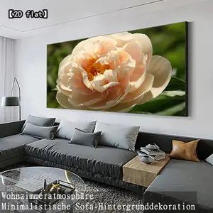 2D flat large hot selling decorative painting pink peony flowers in full bloom canvas painting unframed, suitable for living room, office, indoor, room decoration