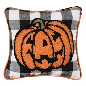 Jack-o -Lantern Check Pillow by Valerie Jack-o -Lantern Check Pillow by Valerie
