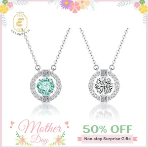 EOM Moissanite 1ct Flickering Halo Pendant Necklace Round Moissanite Copper Necklace Chain Jewelry Perfect Birthday Engagement Wedding Anniversary Gift Christmas Thanksgiving Valentine's Day  mothersdaygift