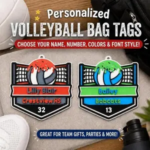 Personalized Volleyball Net Drip Bag Tag w/ Clip & Ring | Custom Name Keychain | Team Gift, Sports Backpack Tag