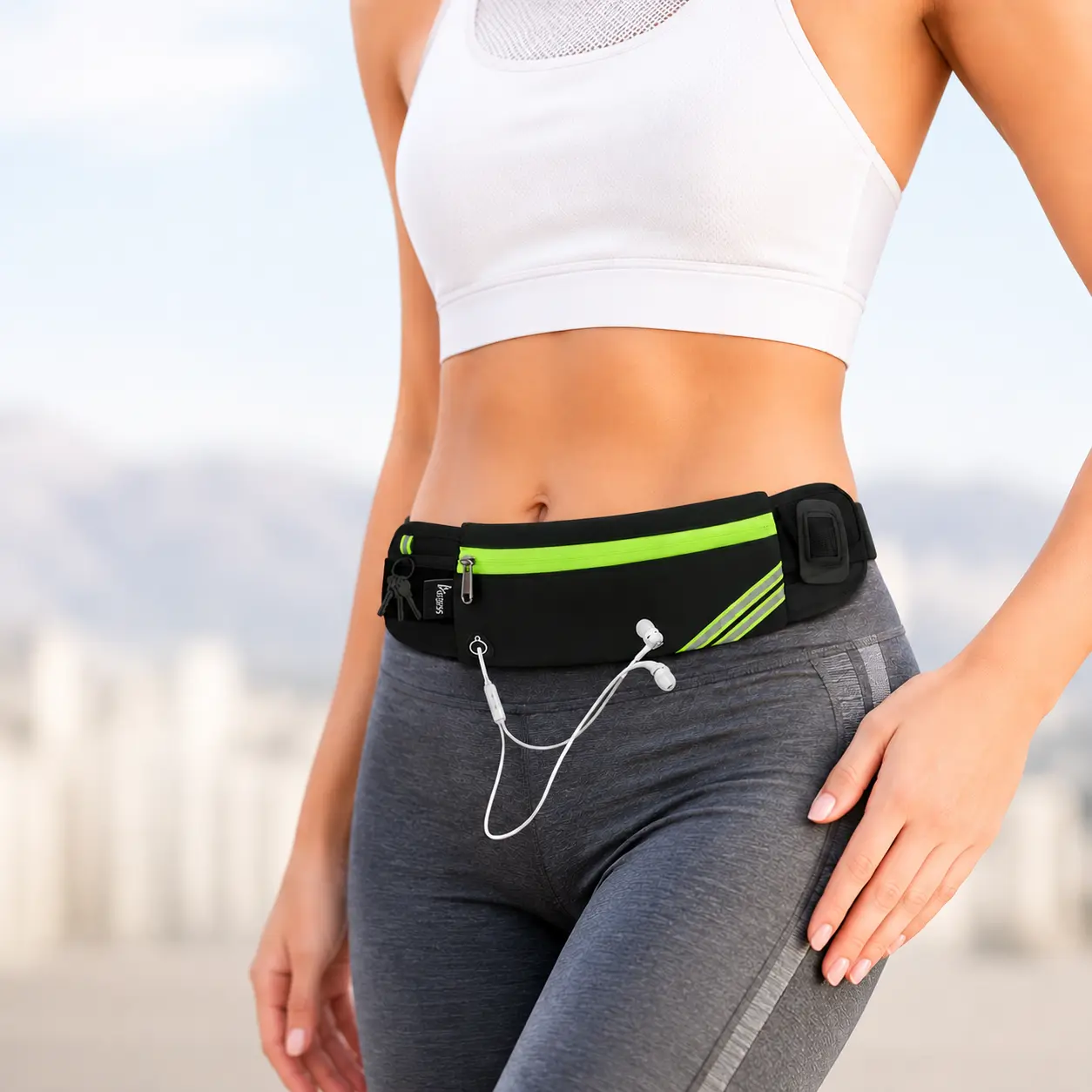 Slim Running Belt Fanny Pack for Men & Women, Phone Holder Waist Pack for Running, Hiking, Cycling, Workout & Travel, Reflective Jogging Belt Pouch